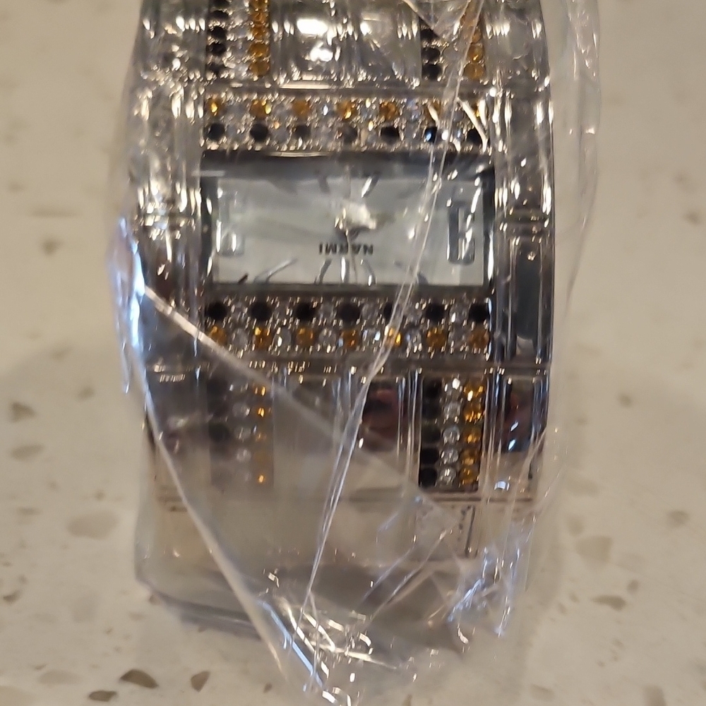Silver and Gold Watch with Black Accents